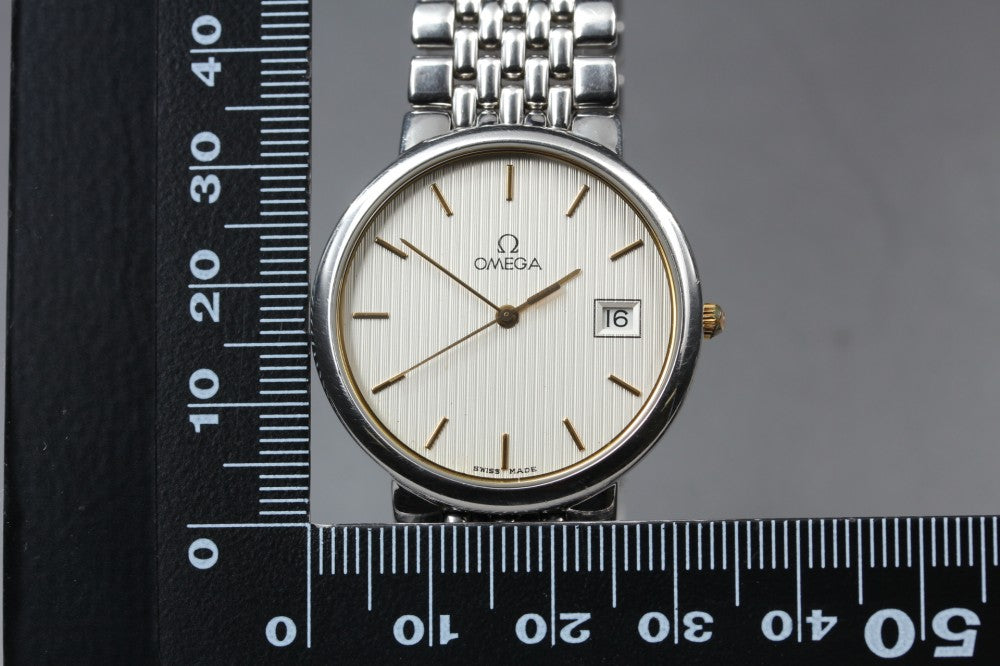 Near MINT OMEGA De Ville 396.1012 Cal.1430 Silver/Gold Quartz 32mm Men's Watch