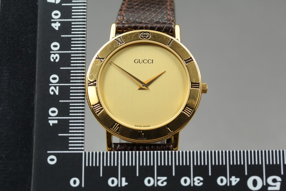 Near MINT GUCCI 3000.2.M Gold Quartz 33mm Men's Watch