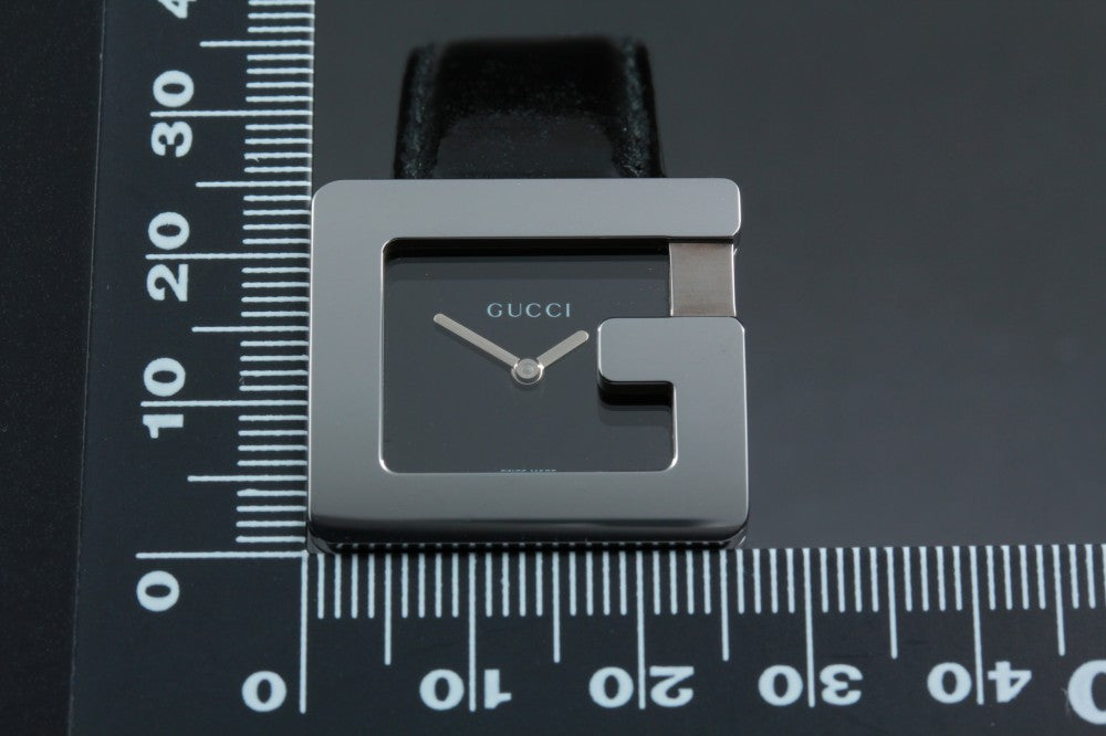 Near MINT GUCCI G Square 3600J Black Quartz 26mm Ladies Watch