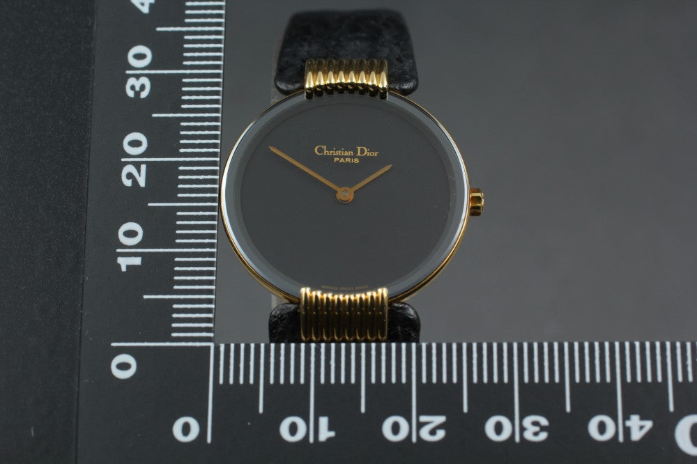 Near MINT Christian Dior Bagheera Black Moon D46-153-5 Black Quartz 25.7mm Ladies Watch