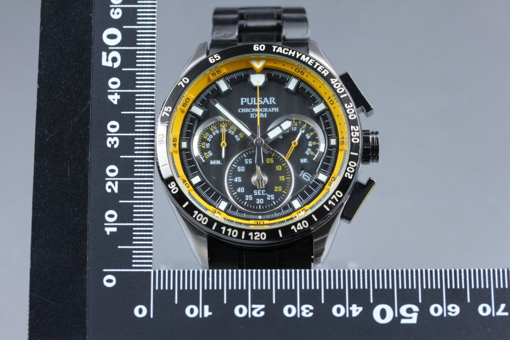 Near MINT SEIKO Pulsar VK63-X001 Black Quartz 44.5mm Men's Watch