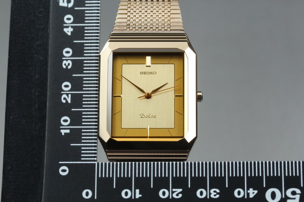 Near MINT SEIKO Dolce 7741-508A Gold Quartz 27mm Men's Watch 1987
