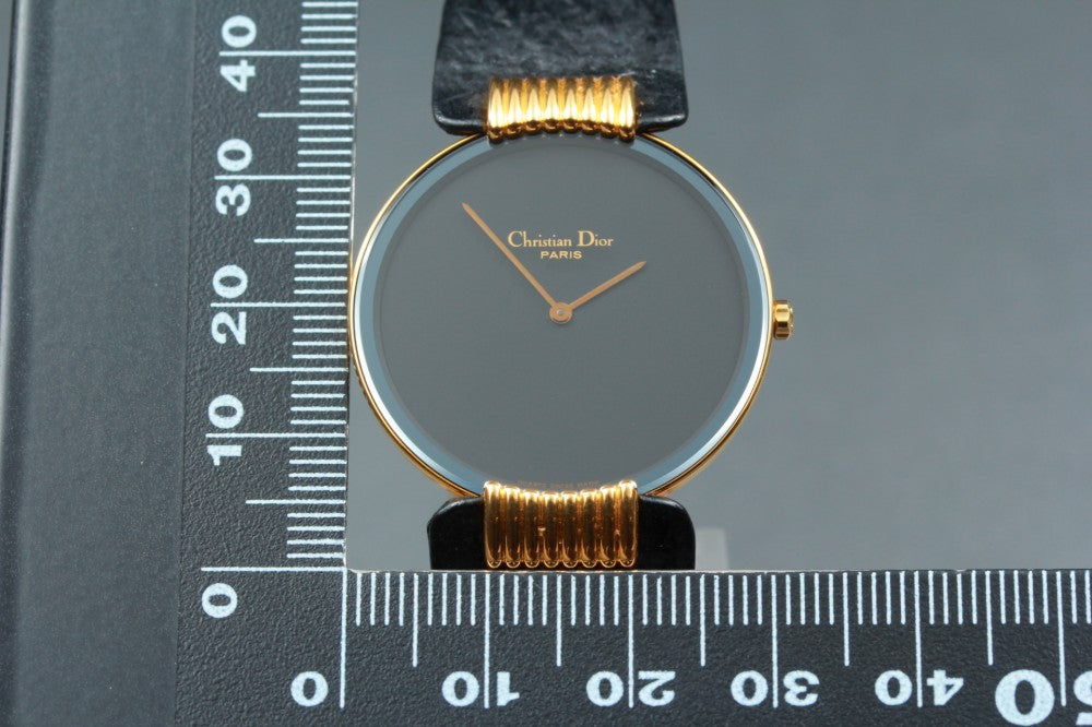 Near MINT Christian Dior Bagira Black Moon 47 153-2 Black Quartz 30mm Ladies Watch