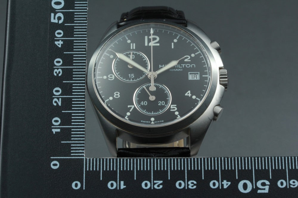 Near MINT HAMILTON Khaki H765520 Black Quartz 43mm Men's Watch