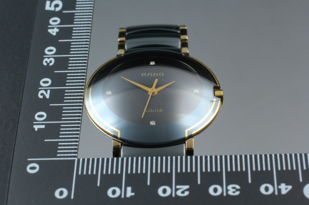 Near MINT RADO Diastar 129.0301.3 Black Quartz 30mm Unisex Watch