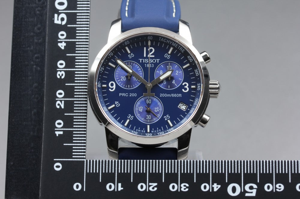 Near MINT TISSOT PRC200 Chronograph T461 Blue Quartz 38.4mm Men's Watch