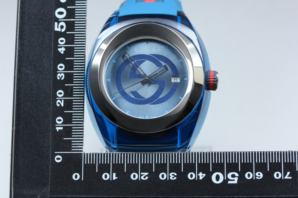 Near MINT GUCCI Sink YA137104A/137.1 Blue Quartz 42.1mm Men's Watch