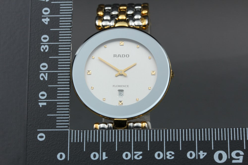 Near MINT RADO Florence 160.3677.2 Silver Quartz 32.1mm Unisex Watch