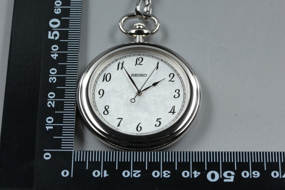 Near MINT SEIKO JAL 7N01-0030 Silver Quartz 43.8mm Men's Pocket Watch