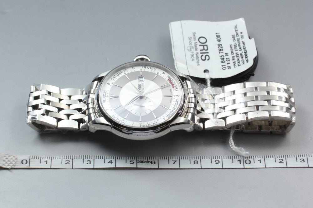 MINT ORIS Artelier Small Seconds Pointer Day 7596 Silver Auto 43.8mm Men's Watch