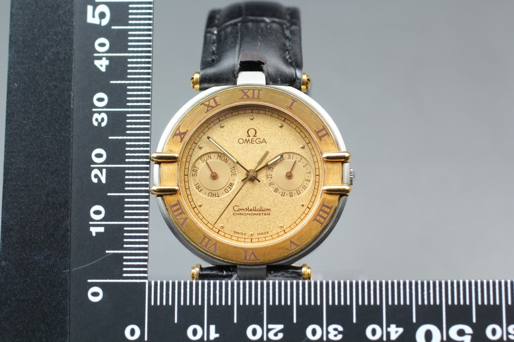 Near MINT OMEGA Constellation 198.0145 Cal.1444 Gold Quartz 35mm Men's Watch