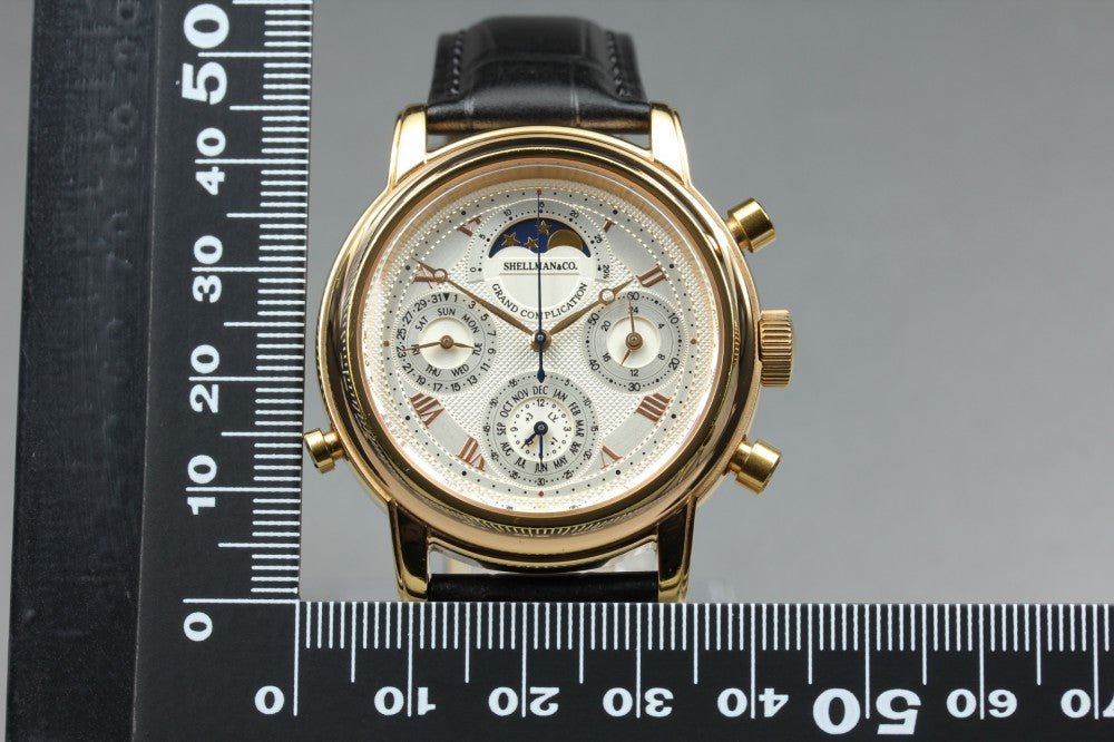 Near MINT Shellman Grand Complication Premium 6771-T011179TA Silver Quartz 37.8mm Men's Watch