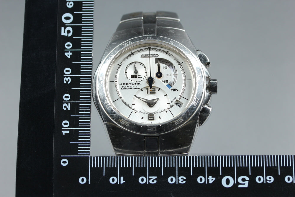 Near MINT SEIKO Arctura 7L22-0AA0 Silver Quartz 40mm Men's Watch