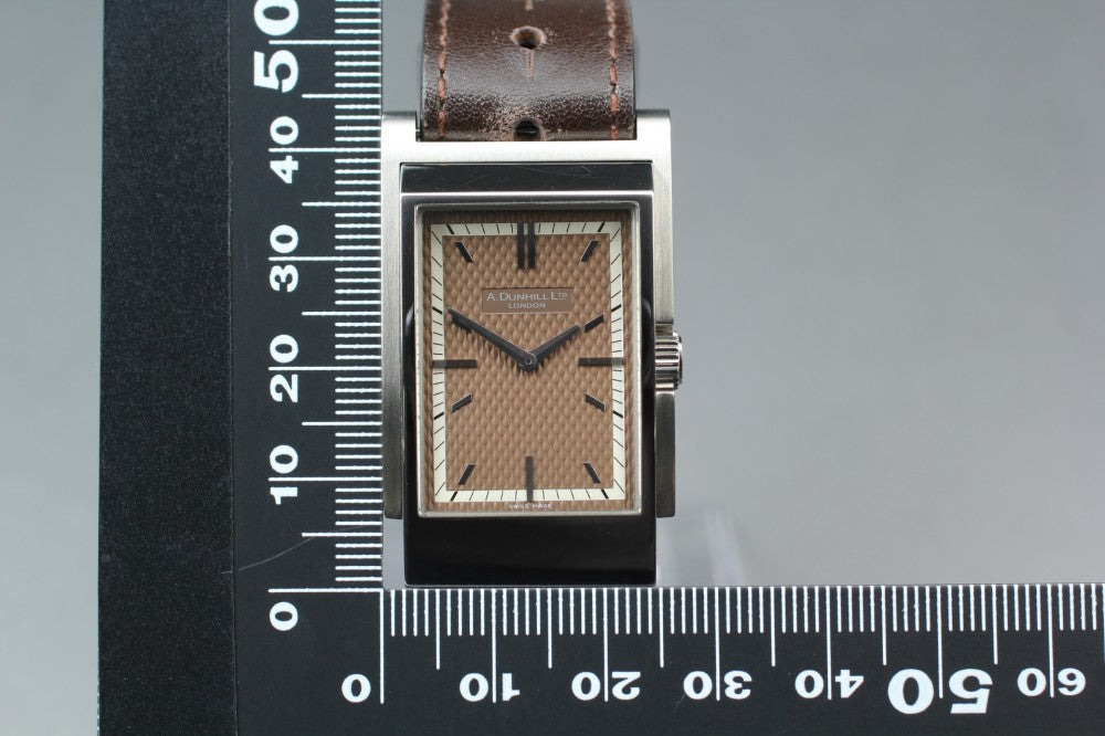 Near MINT DUNHILL Wafer 8035 Brown Quartz 26.2mm Men's Watch