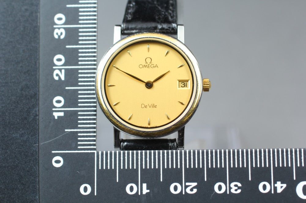 Near MINT OMEGA De Ville 596.2379 Cal.1379 Gold Quartz 24.8mm Ladies Watch