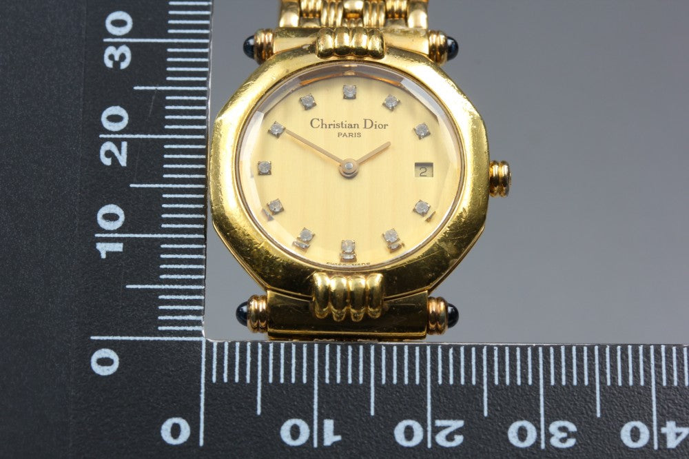 Near MINT Christian Dior D64-151 Gold Quartz 25.3mm Ladies Watch
