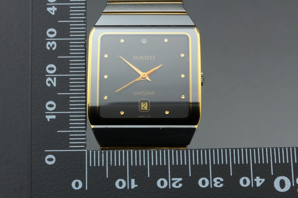 Near MINT RADO Diastar 129.0266.3 Black Quartz 28mm Men's Watch