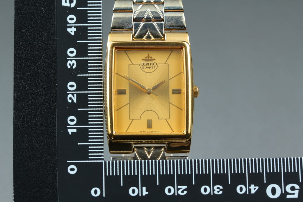 Near MINT SEIKO Galaxy V701-5F20 Gold Quartz 25.8mm Men's Watch 1993