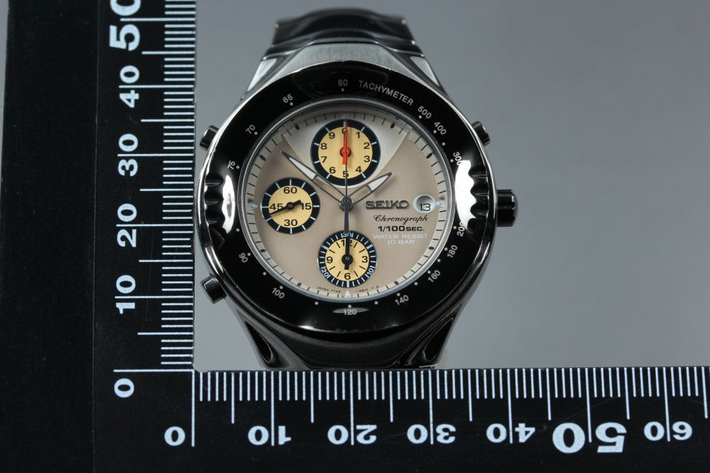Near MINT SEIKO Macchina Sportiva 7T52-6B20 Beige Quartz 36.8mm Men's Watch