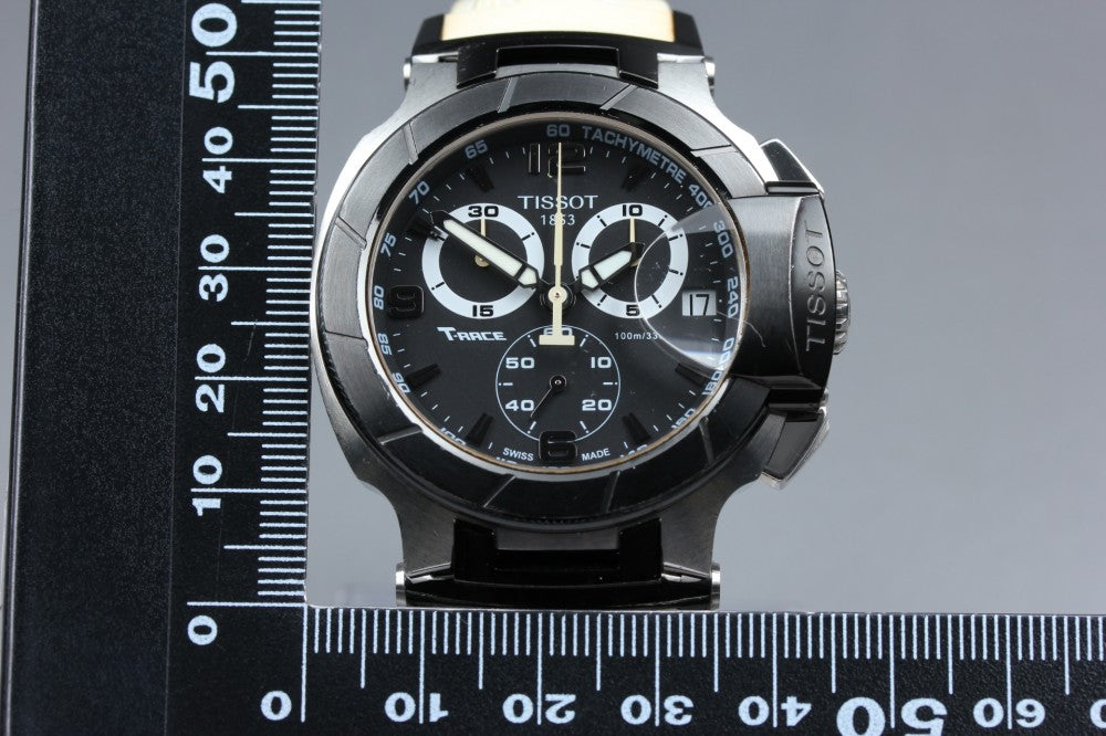 Near MINT TISSOT T-Race Chronograph T048417A Black Quartz 41.5mm Men's Watch