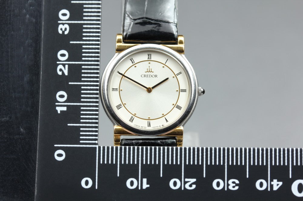 Near MINT SEIKO Credor 2F70-0020 Silver Quartz 23.1mm Ladies Watch 1992