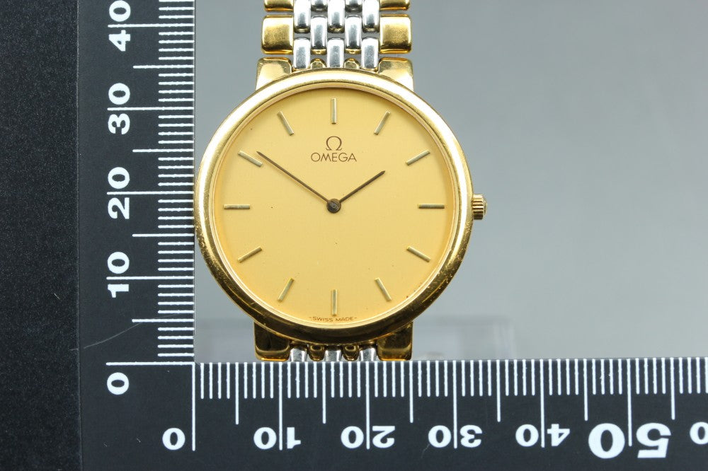 Near MINT OMEGA De Ville 395.0875.2 Gold Quartz 32mm Men's Watch
