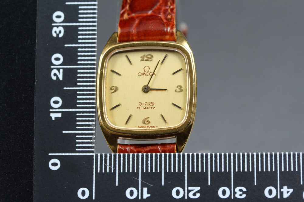 Near MINT OMEGA De Ville Cal.1387 Gold Quartz 22mm Ladies Watch