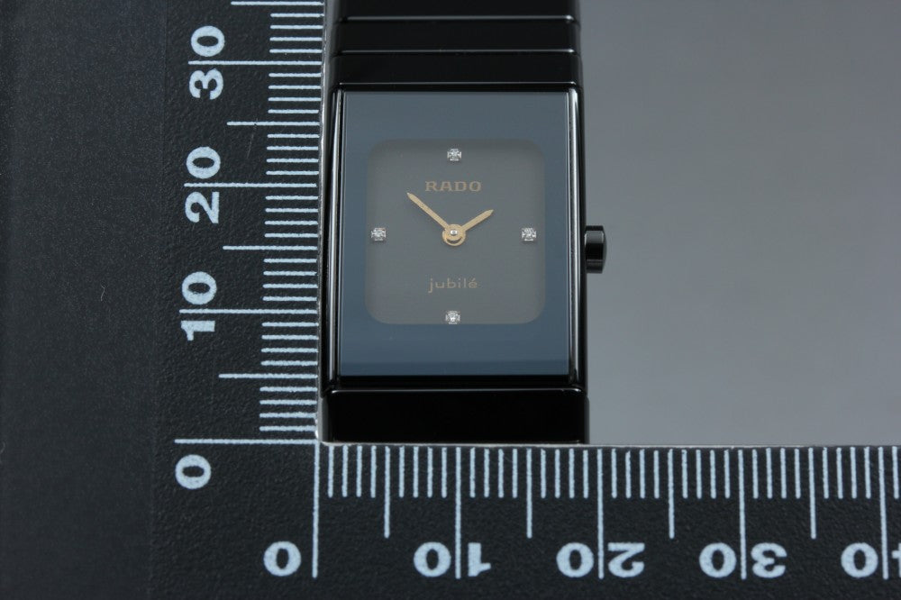 Near MINT RADO Diastar Jubile 963.0350.3 Black Quartz 19mm Ladies Watch