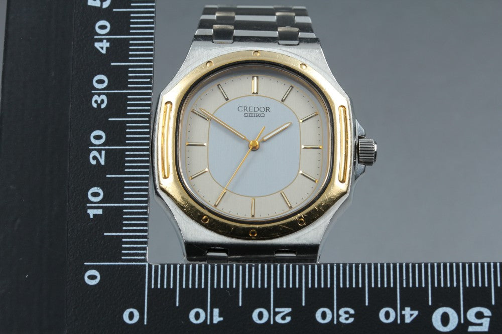 Near MINT SEIKO Credor 9661-5000 Silver Quartz 34mm Men's Watch 1988