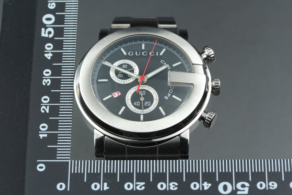 Near MINT GUCCI YA101361/101M Black Quartz 43mm Men's Watch