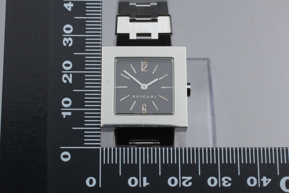 BVLGARI Quadlard SQ22SS Black Quartz 22mm Ladies Watch