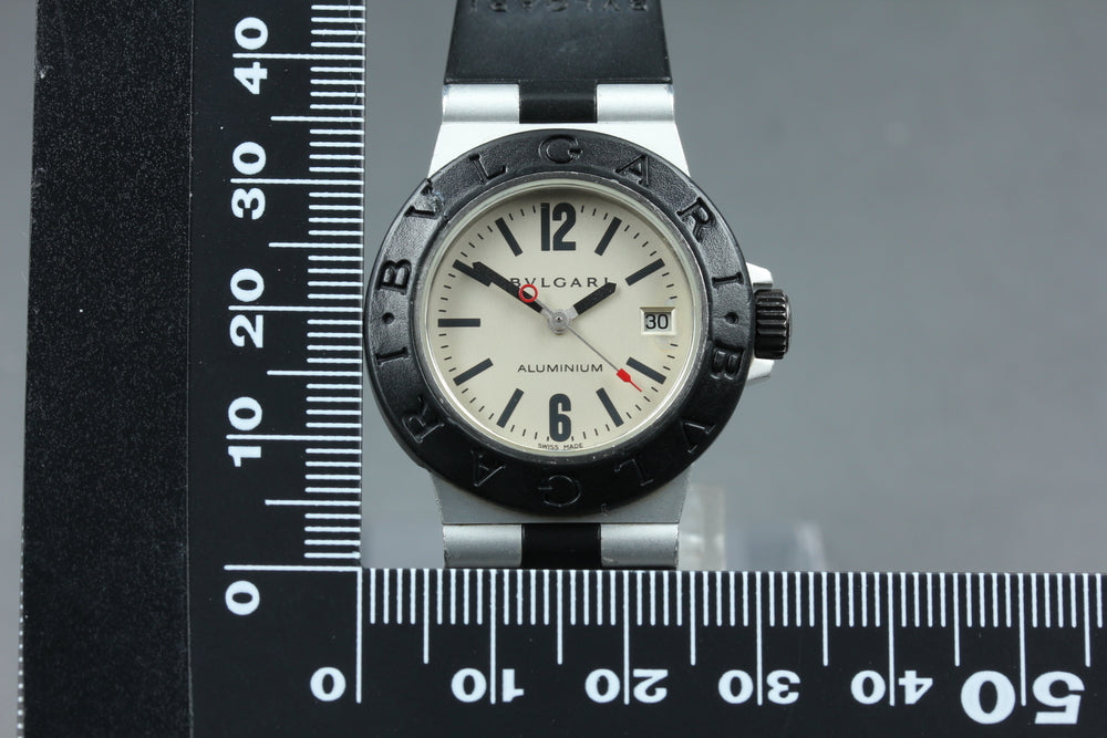 Near MINT BVLGARI Aluminum AL29A Silver Quartz 30mm Ladies Watch
