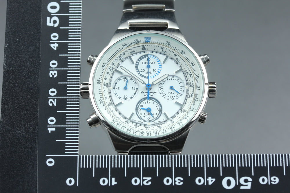Near MINT SEIKO 7T34-0AA0 White Quartz 39mm Men's Watch