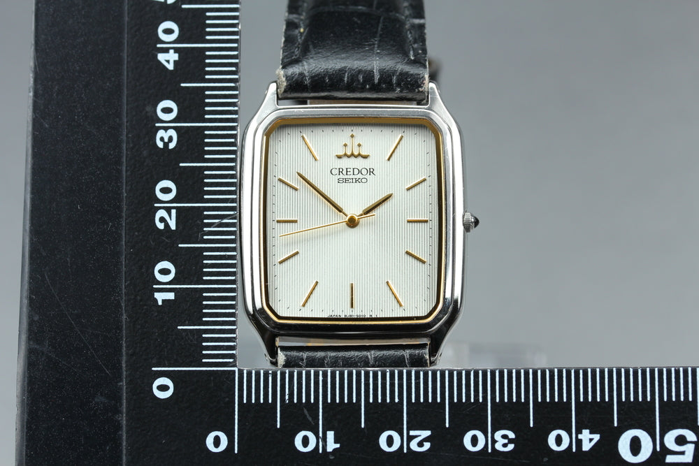 Near MINT SEIKO Credor 8J81-5020 Silver Quartz 28mm Men's Watch