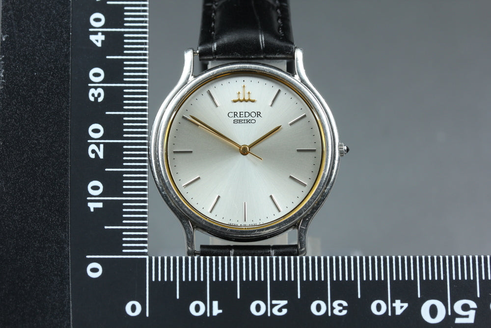 Near MINT SEIKO Credor 8J81-6A30 Silver Quartz 32mm Men's Watch 1994