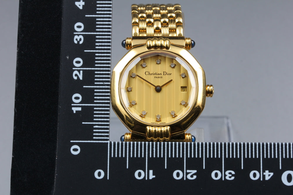 Near MINT Christian Dior 64151 Gold Quartz 25mm Ladies Watch
