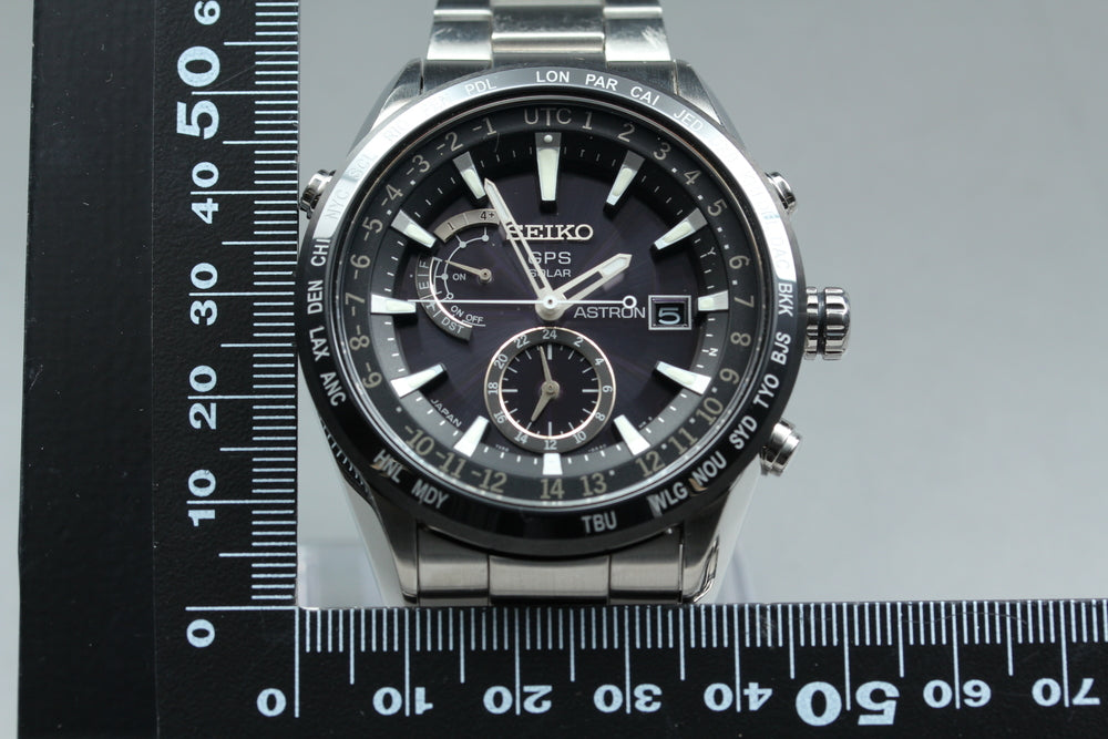Near MINT SEIKO Astron 7X52-0AE0 Black Solar 56.6mm Men's Watch