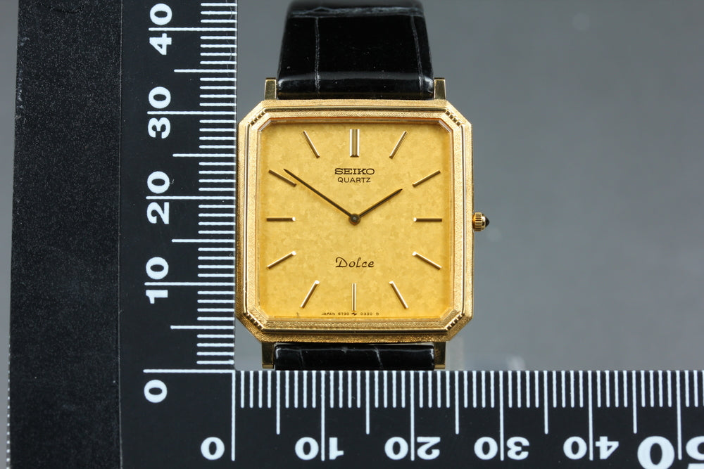 Near MINT SEIKO Dolce 6730-5160 Gold Quartz 27mm Men's Watch