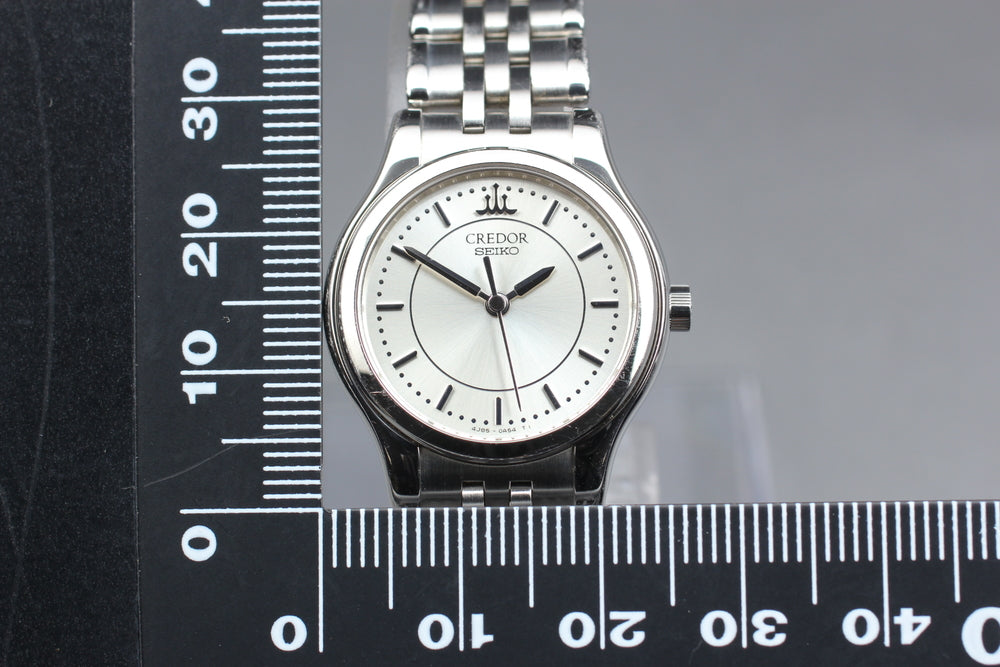 Near MINT SEIKO Credor 4J85-0A20 Silver Quartz 25mm Ladies Watch