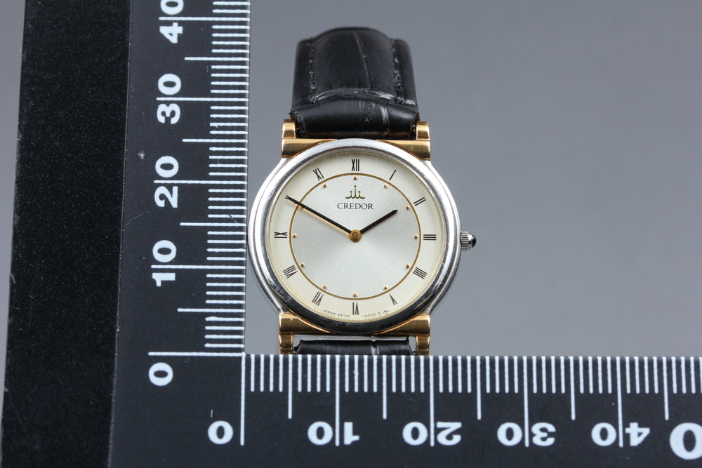 Near MINT SEIKO Credor 2F70-0020 Silver Quartz 23mm Ladies Watch 1991
