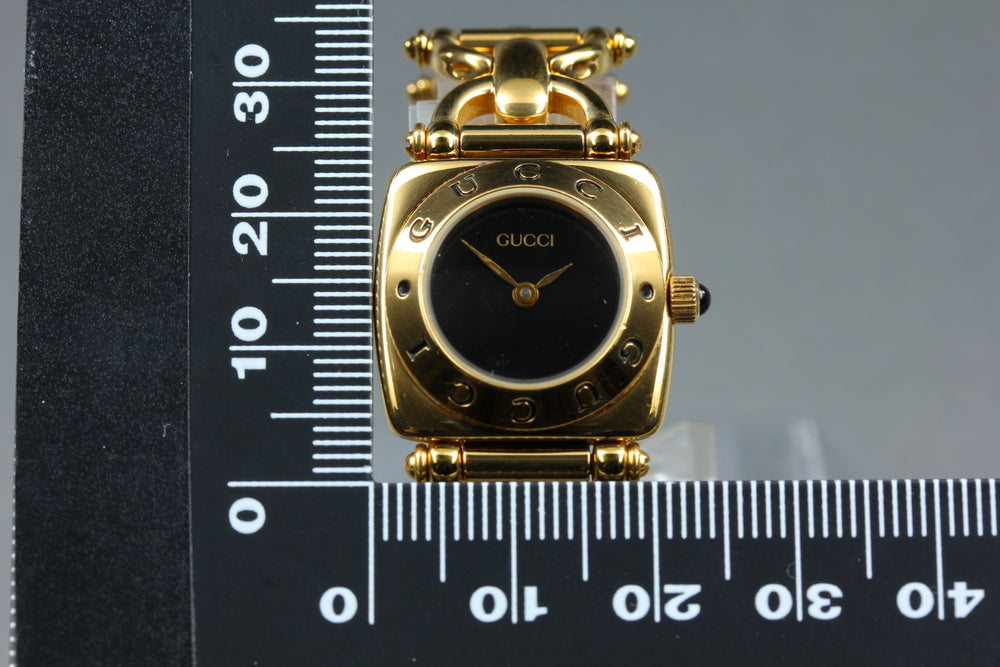 Near MINT GUCCI Horsebit 6400L Black Quartz 22mm Ladies Watch