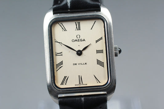 1975 N MINT OMEGA De Ville 511.0503 Cal.625 Roman Tank Silver 24mm Men's Watch