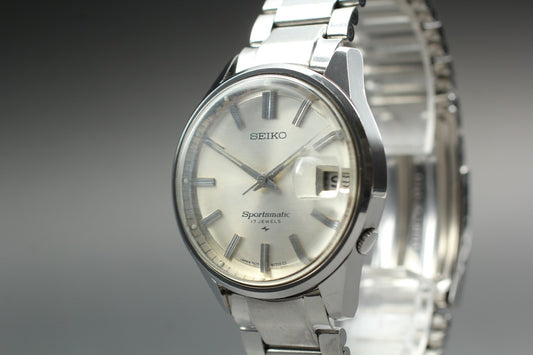 1968 N MINT SEIKO Sportsmatic 7625-8263 Silver 17J Manual 36mm Men's Watch JAPAN