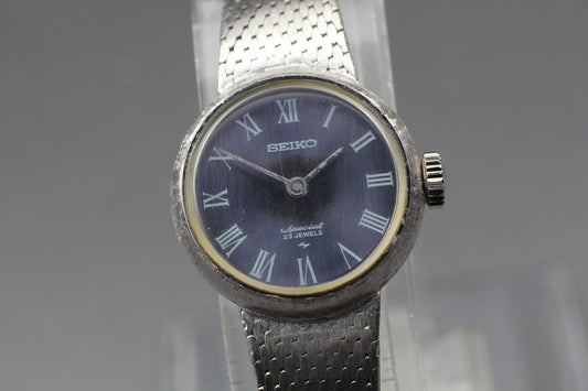 1971 Exc+5 Seiko Special 1140-0170 Blue Roman 23J Manual 20mm Ladies Watch JAPAN