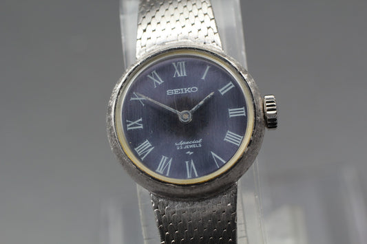 1971 Exc+5 Seiko Special 1140-0170 Blue Roman 23J Manual 20mm Ladies Watch JAPAN