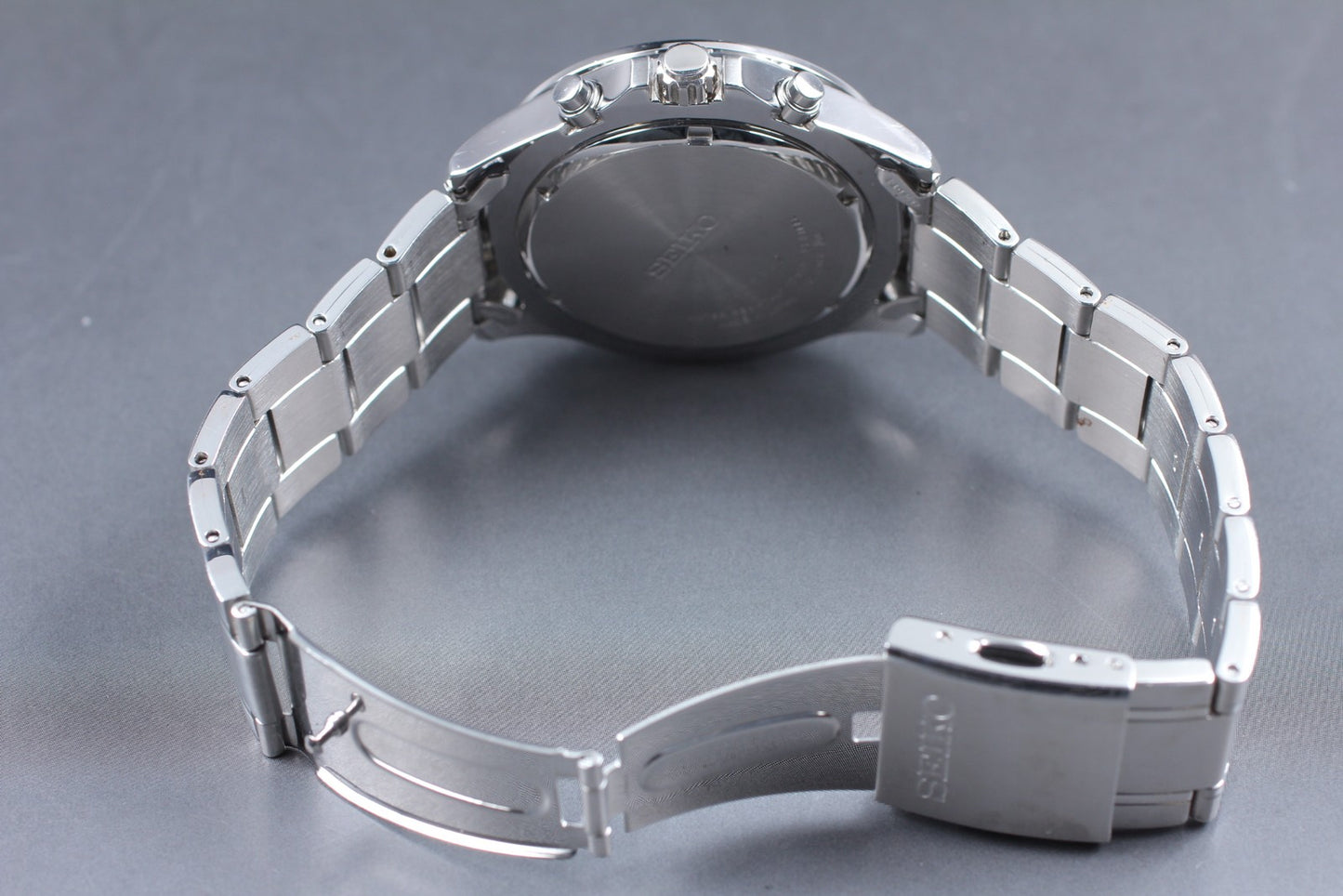 Exc+5 Seiko Chronograph 7T92-0KE0 100m Black Dial Quartz 44mm Men's Watch JAPAN