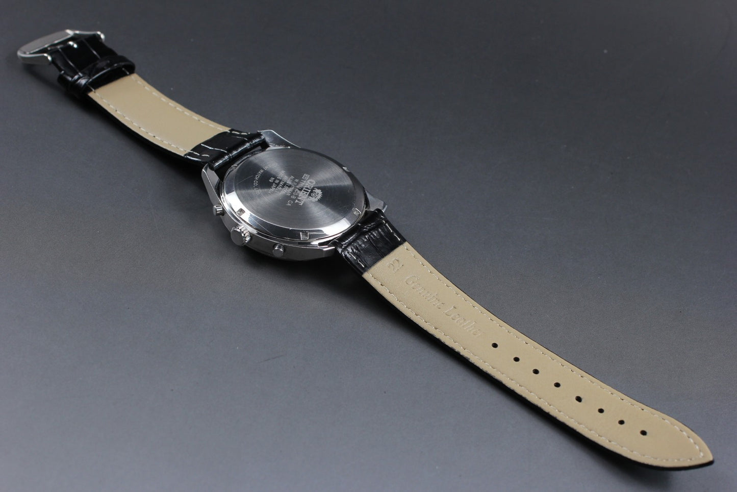 Exc+5 ORIENT Chronograph TT0U-C0-B Black Silver Dial Quartz 43mm Men's Watch