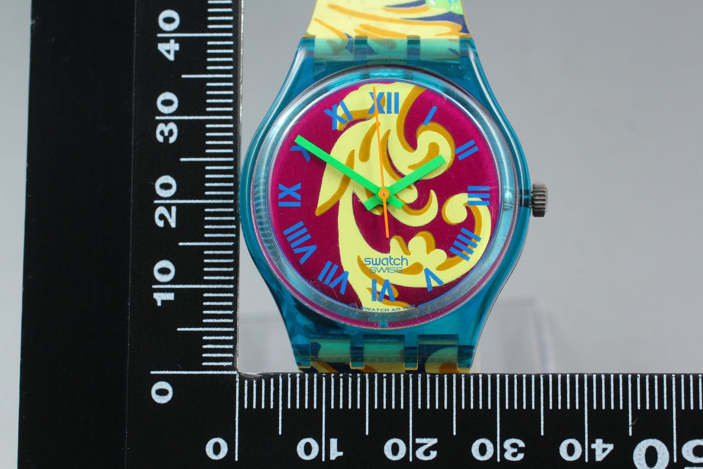 Exc+5 Swatch 1992 PERROQUET GN119 Fish & Palm Trees Quartz 34mm Men's Watch