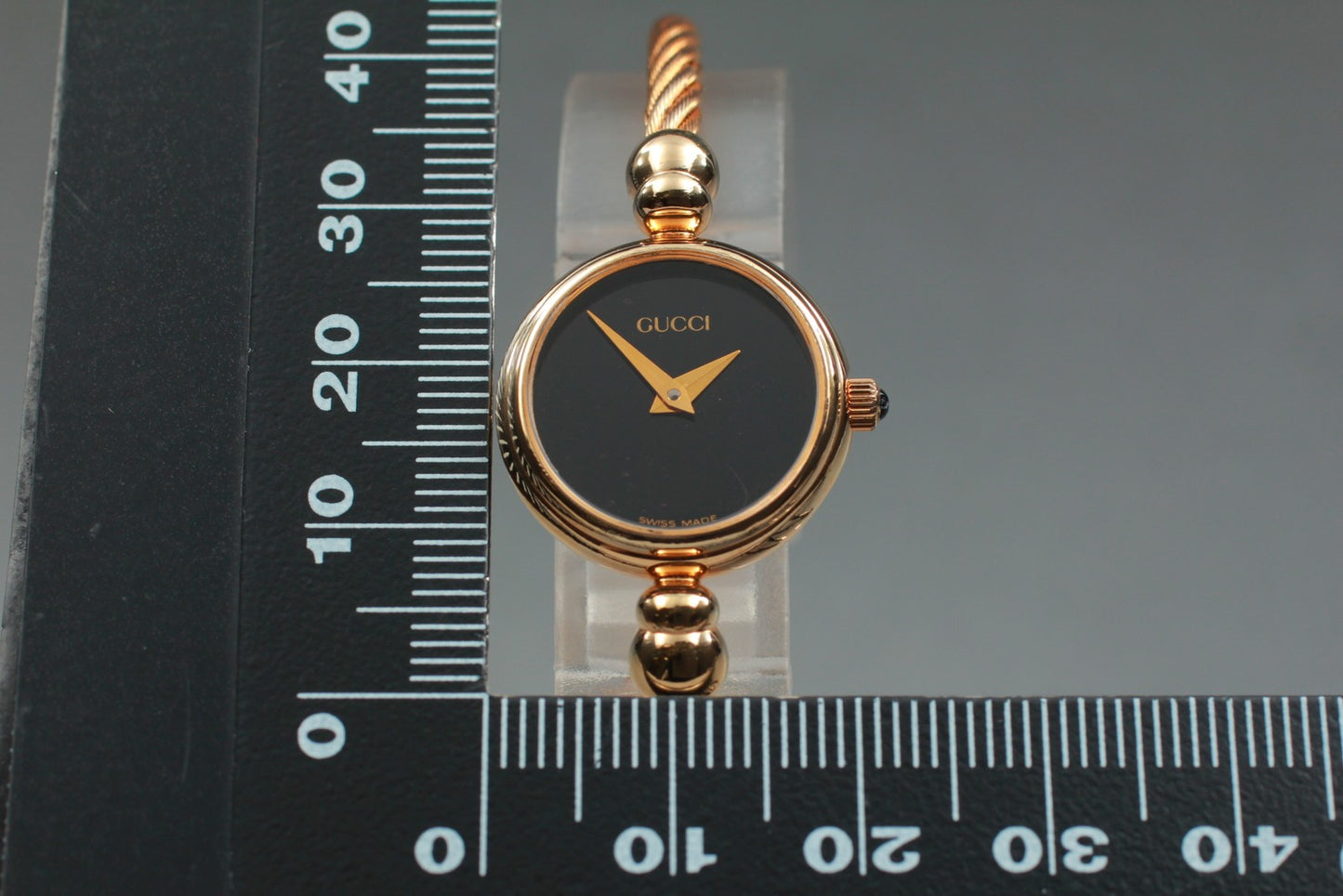 Exc+5 Vintage GUCCI 2700.2.L Black Dial Gold Wire Quartz 20mm Ladies Watch JAPAN