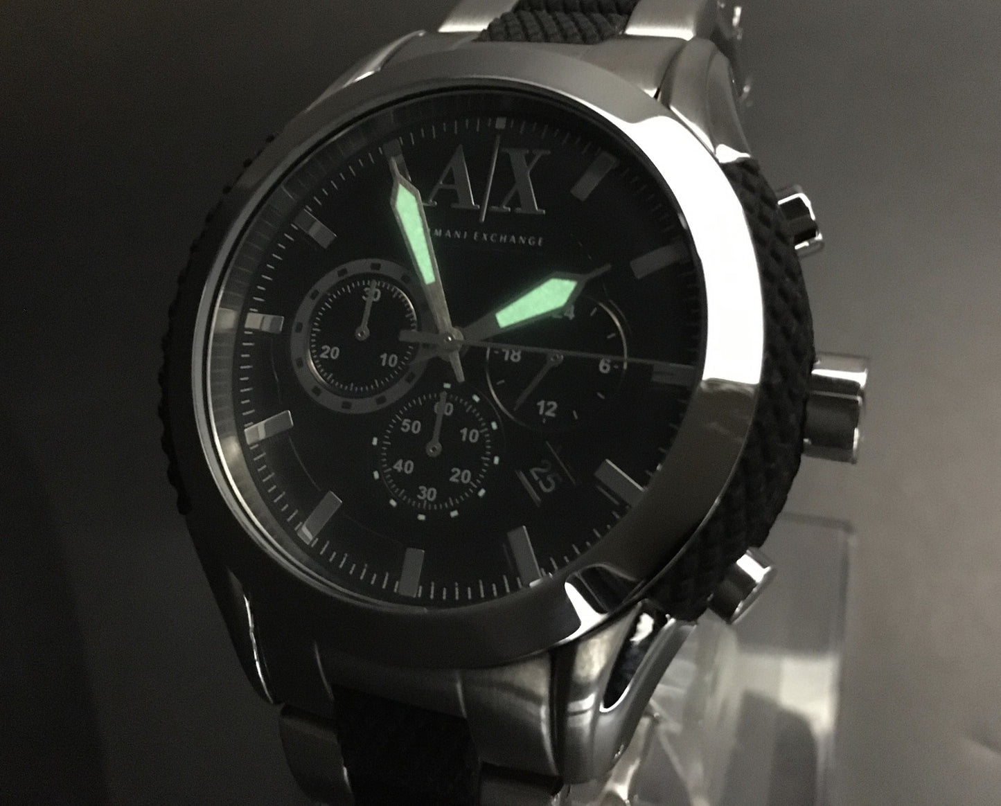 Near MINT Armani Exchange AX1214 Chronograph Two-tone 47mm Men's Watch JAPAN